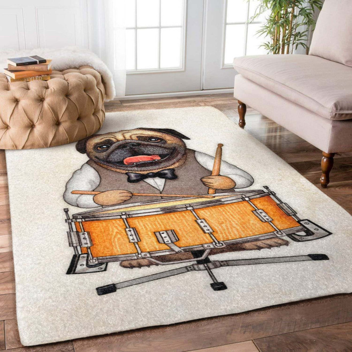 Drummer Pug Large Area Rugs Highlight For Home, Living Room & Outdoor Area Rug