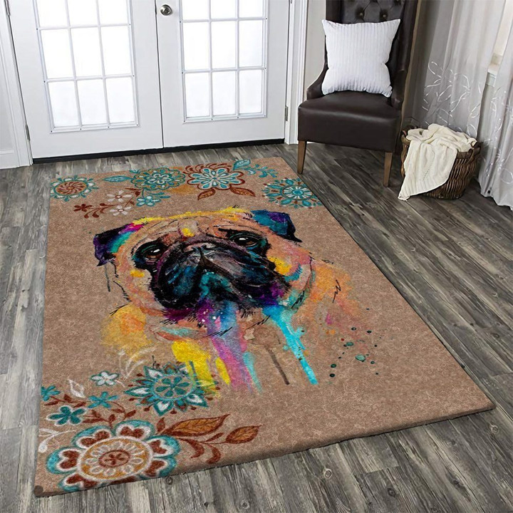 Graffiti Flower Pug Large Area Rugs Highlight For Home, Living Room & Outdoor Area Rug