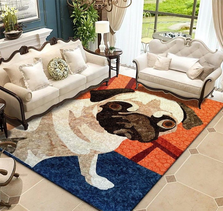 Drawing Pug Large Area Rugs Highlight For Home, Living Room & Outdoor Area Rug