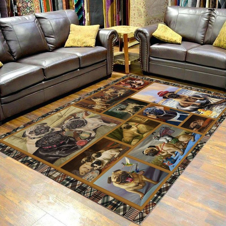 Modern Pug Portrait Large Area Rugs Highlight For Home, Living Room & Outdoor Area Rug
