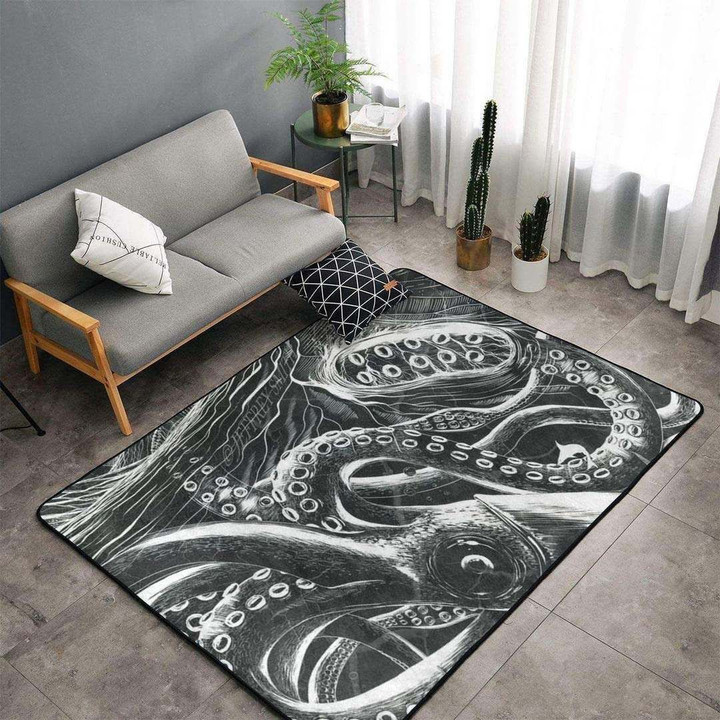 Dark Octopus Large Area Rugs Highlight For Home, Living Room & Outdoor Area Rug