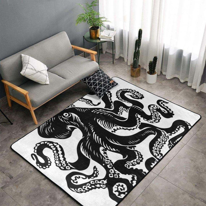 Simple Octopus Large Area Rugs Highlight For Home, Living Room & Outdoor Area Rug