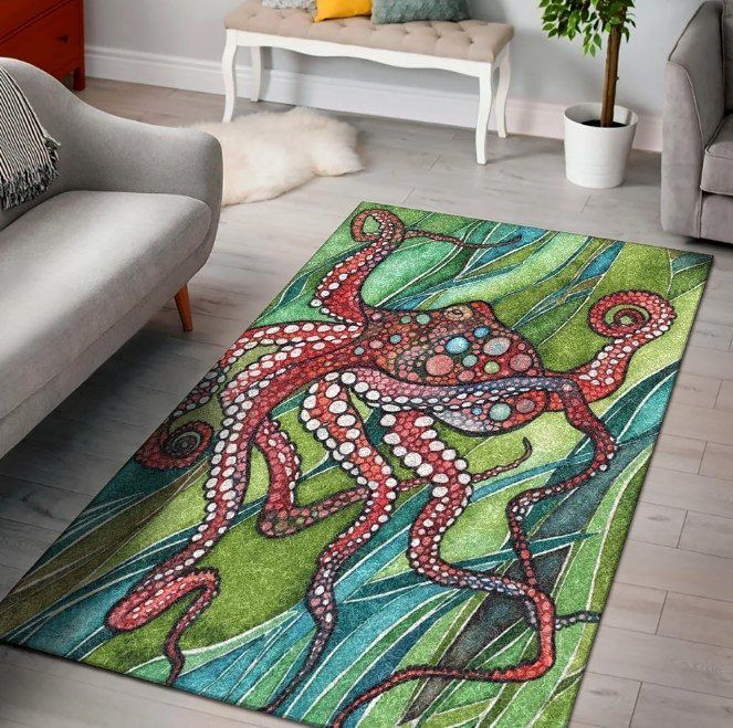 Gem Octopus Large Area Rugs Highlight For Home, Living Room & Outdoor Area Rug