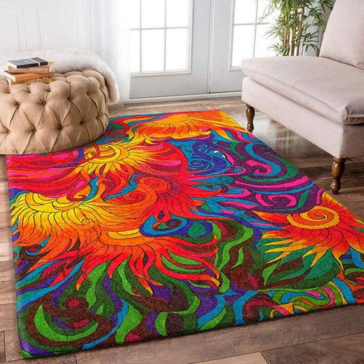 Sunflower Large Area Rugs Highlight For Home, Living Room & Outdoor Area Rug