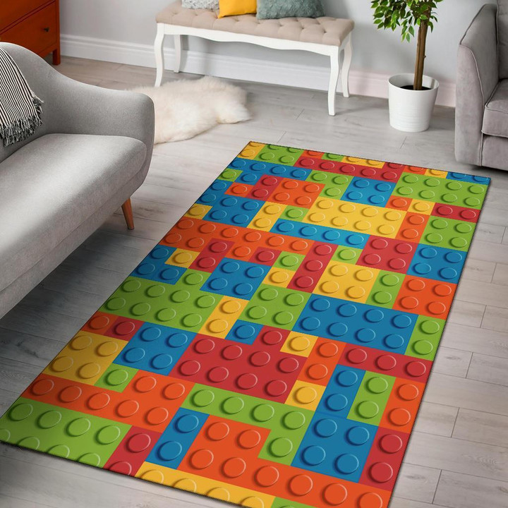 Lego Bricks Pattern Large Area Rugs Highlight For Home, Living Room & Outdoor Area Rug