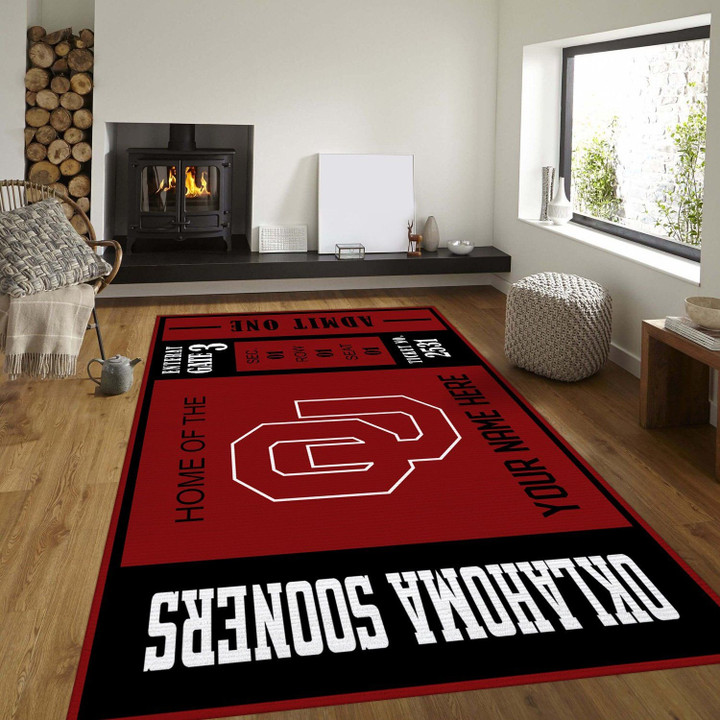 Customizable Oklahoma Sooners Large Area Rugs Highlight For Home, Living Room & Outdoor Area Rug