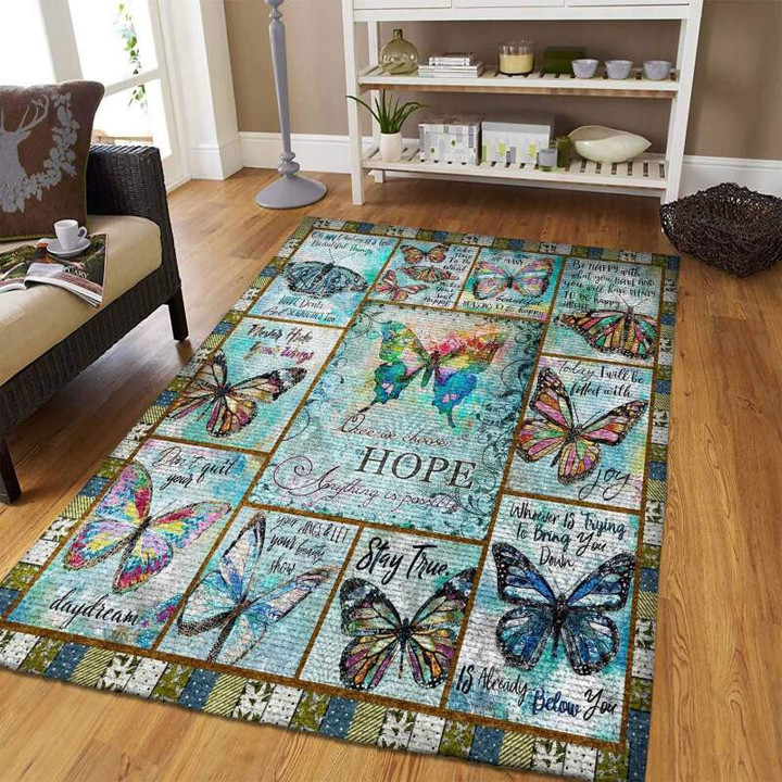Green Hope Butterfly Large Area Rugs Highlight For Home, Living Room & Outdoor Area Rug