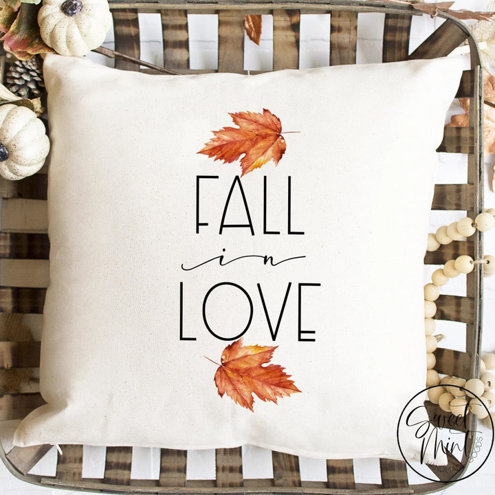 Fall In Love Leaves Pillow Cover - Fall / Autumn Pillow Cover