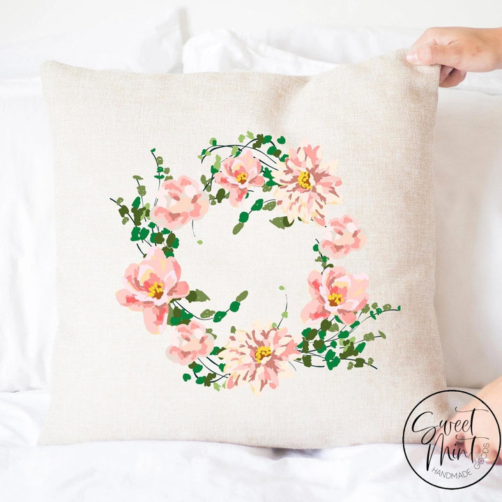Pink Flower Pillow Cover