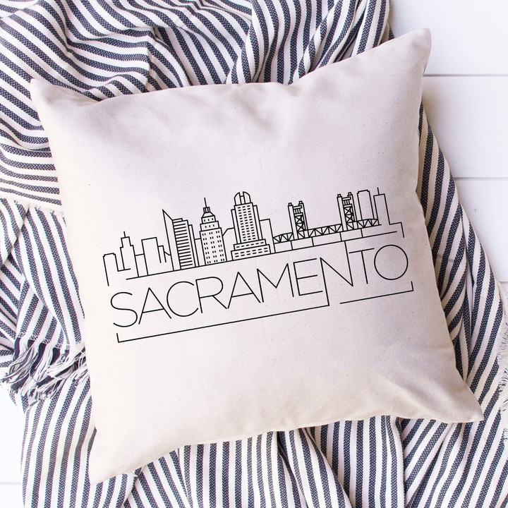 Sacramento Skyline Pillow Cover