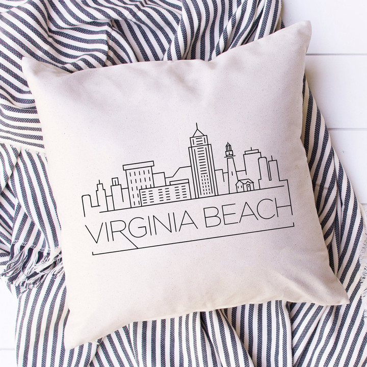 Virginia Beach Skyline Pillow Cover