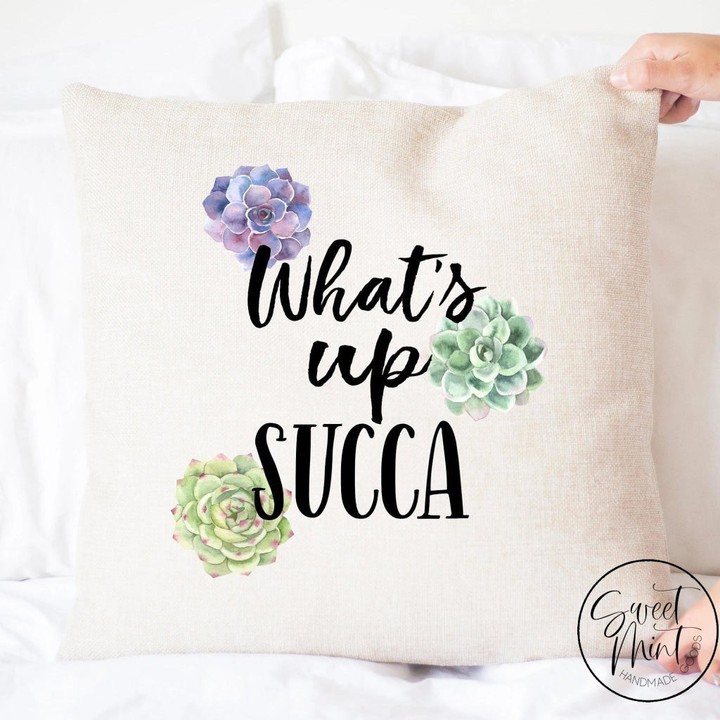 What's Up Succa Pillow Cover, Succulent Pillow