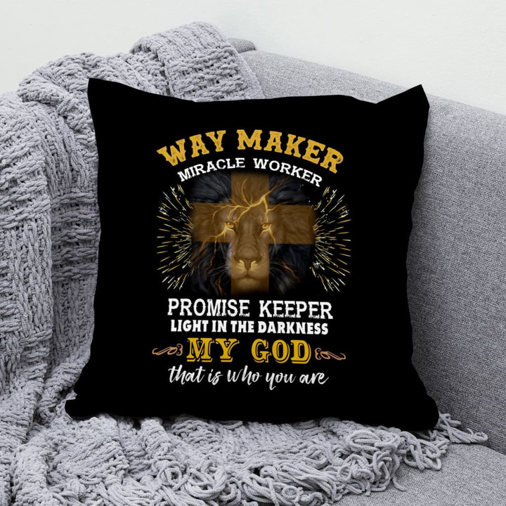 Jesus Pillow - Cross, Lion, God Pillow - Gift For Christian - Way maker miracle worker pillow