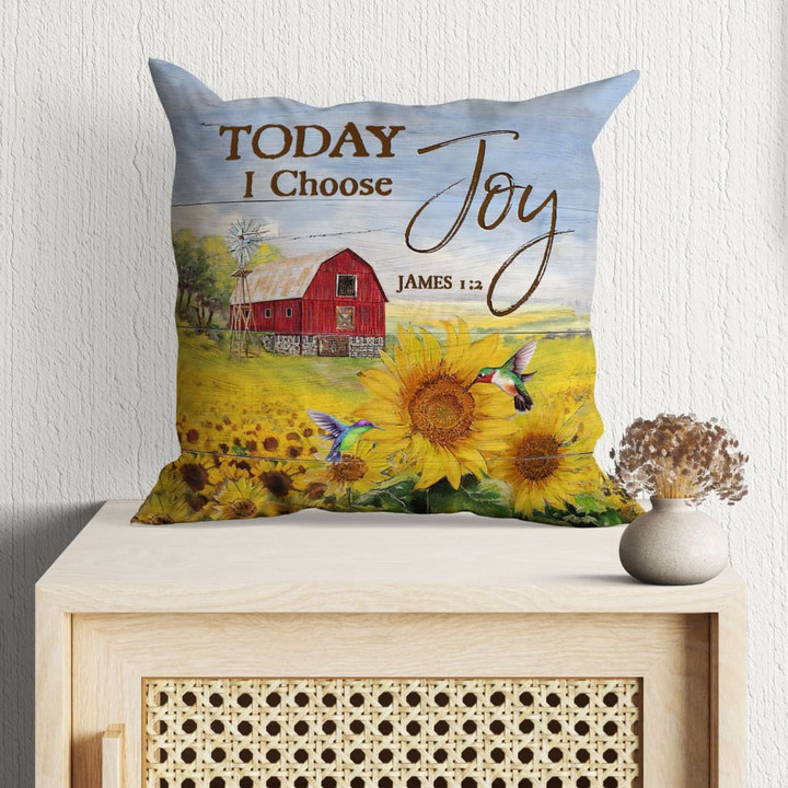 Jesus Pillow - Field Sunflower, Farmhouse, Hummingbird Pillow - Gift For Christian, Farmer - Today I choose worship over worry pillow