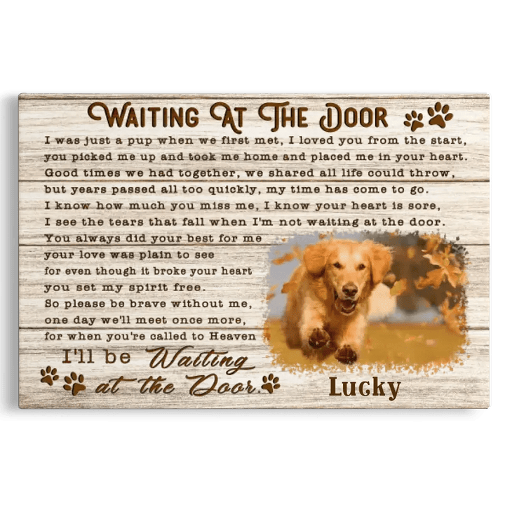 Personalized Photo Canvas Prints, Dog Loss Gifts, Pet Memorial Gifts, Dog Sympathy, Waiting At The Door