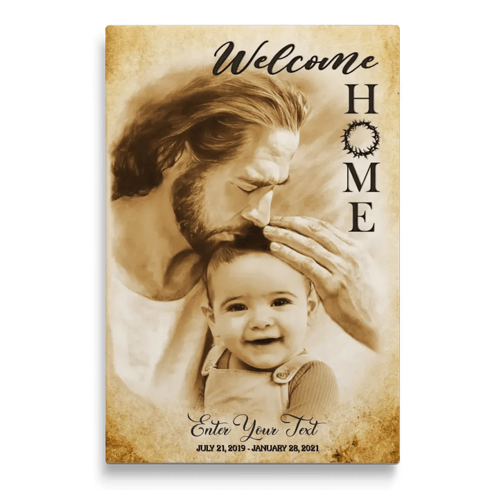 Personalized Canvas Prints, Custom Photo And Name, Memorial Gift, Baby Boy Loss Gift, Baby Loss Gift, Welcome Home, Safe In The Arms Of Jesus