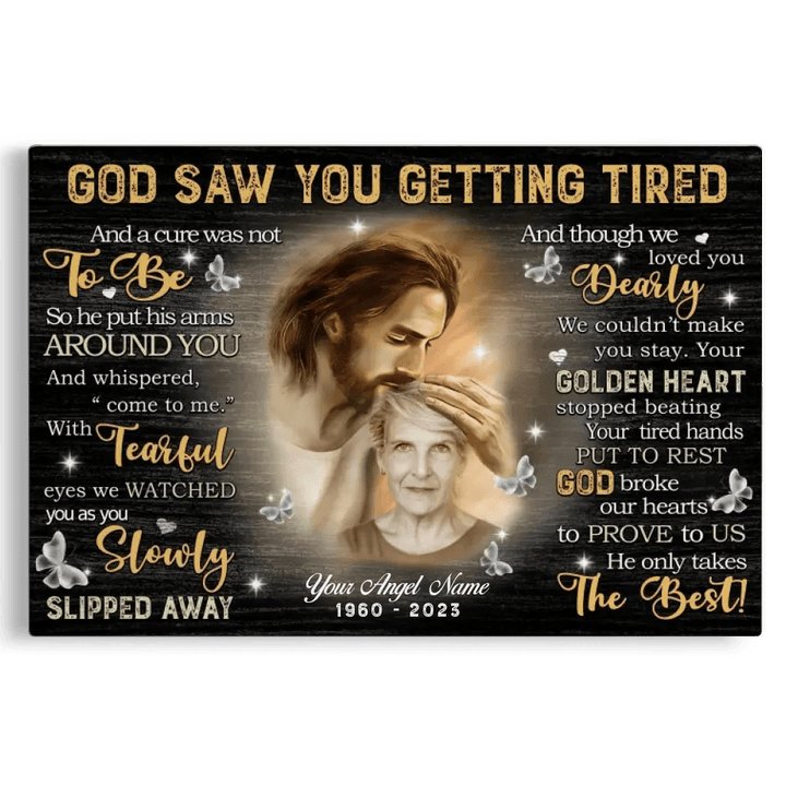 Personalized Canvas Prints, Custom Photo, Sympathy Gifts, Remembrance Gifts, Loss Mom Memorial, God Saw You Are Getting Tired