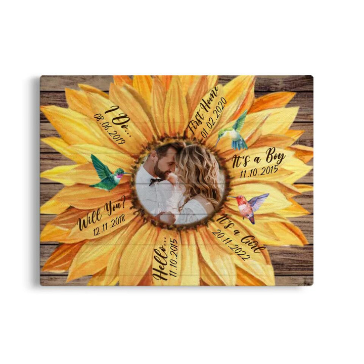 Personalized Photo Engagement Gift Sunflower Our Milestones