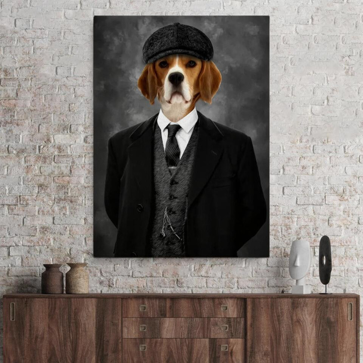 Personalized Dog Canvas, Dog Portrait Canvas, The Gangster, Custom Pet Portrait