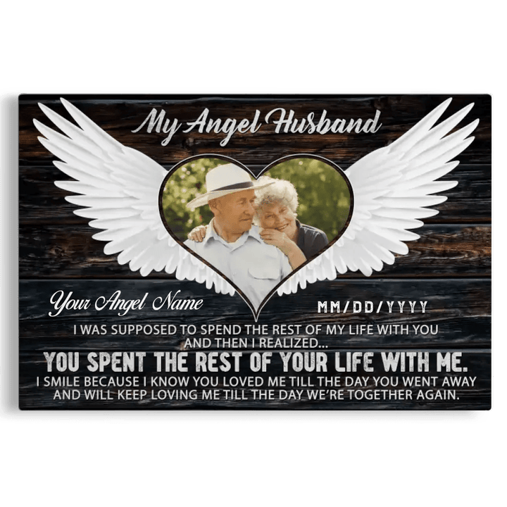 Personalized Canvas Prints Custom Photo, Remembrance Gifts, Memorial Gifts For Loss Of Husband, My Angel Husband