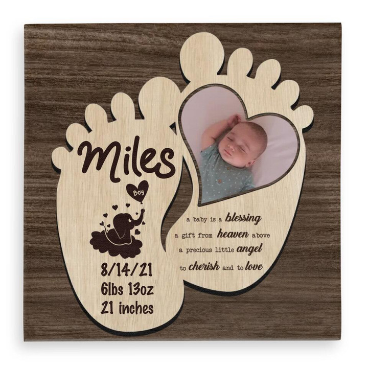 Personalized Photo Canvas For Newborn Baby Feet Shape