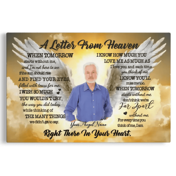Customized Photo Memorial Gift Angel Wings A Letter From Heaven DemCanvas