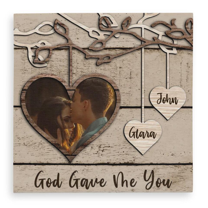 Personalized Photo Gift For Couple Husband Wife, God Gave Me You