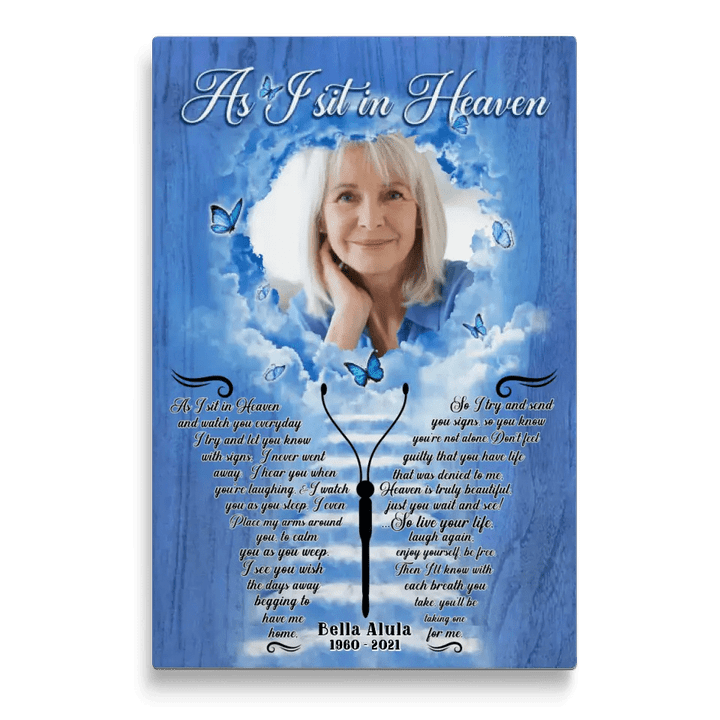 Personalized Canvas Prints, Custom Photo, Sympathy Gifts, Loss Of Mother, Memorial Gifts, As I Sit In Heaven