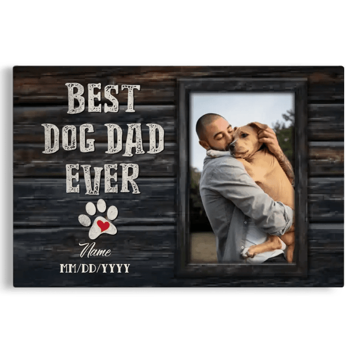 Personalized Canvas Prints Custom Photo, Dog Dad Gifts For Men, Personalized Dog Photo Name Gift, Father's Day Canvas Gift For Dog