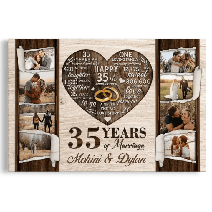 Personalized Canvas Prints, Custom Photo, Gift For Couple, 35th Anniversary Gift For Husband and Wife, 35 Years Of Marriage