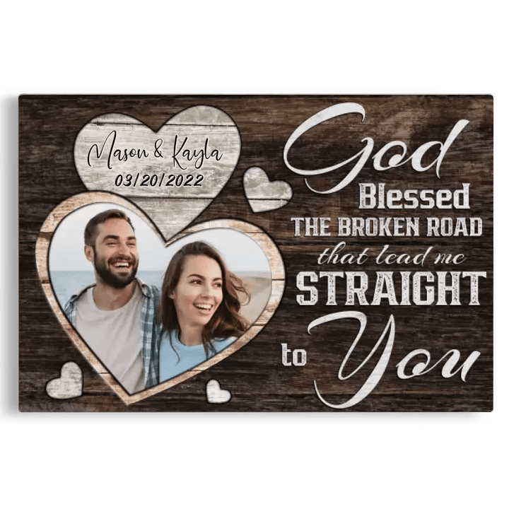 Personalized Canvas Prints, Custom Photo, Anniversary Gifts, Couple Gifts, Anniversary Gifts, Heart Frame, God Blessed The Broken Road