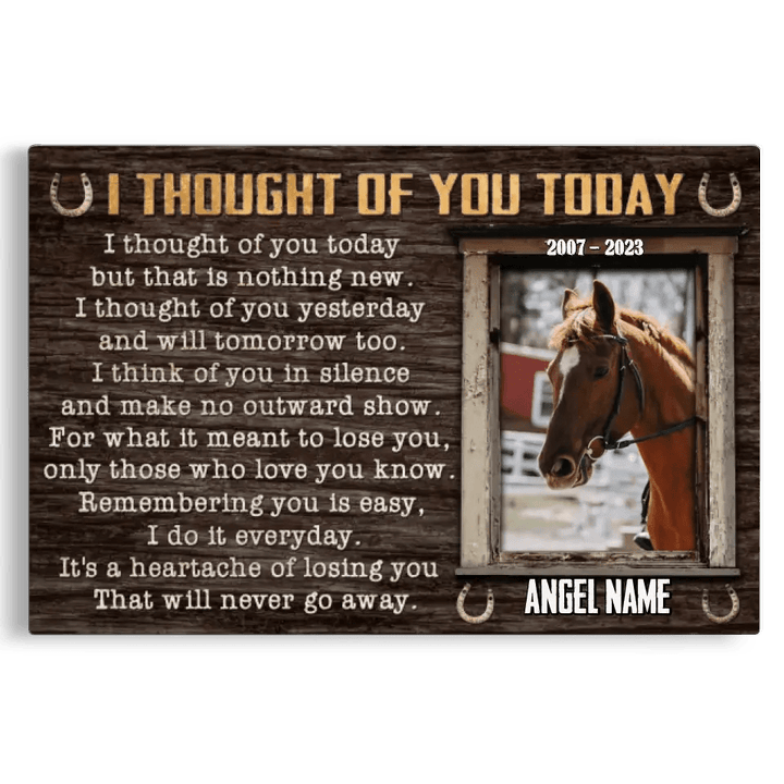 Personalized Photo Canvas Prints, Horse Loss Gifts, Pet Memorial Gifts, Horse Sympathy, I Thought Of You To Day