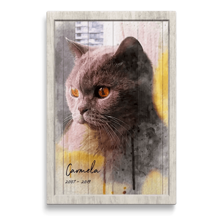 Personalized Photo Canvas Prints, Portrait Cat Loss Gifts, Pet Memorial Gifts, Cat Sympathy, Cat Portrait In Watercolor