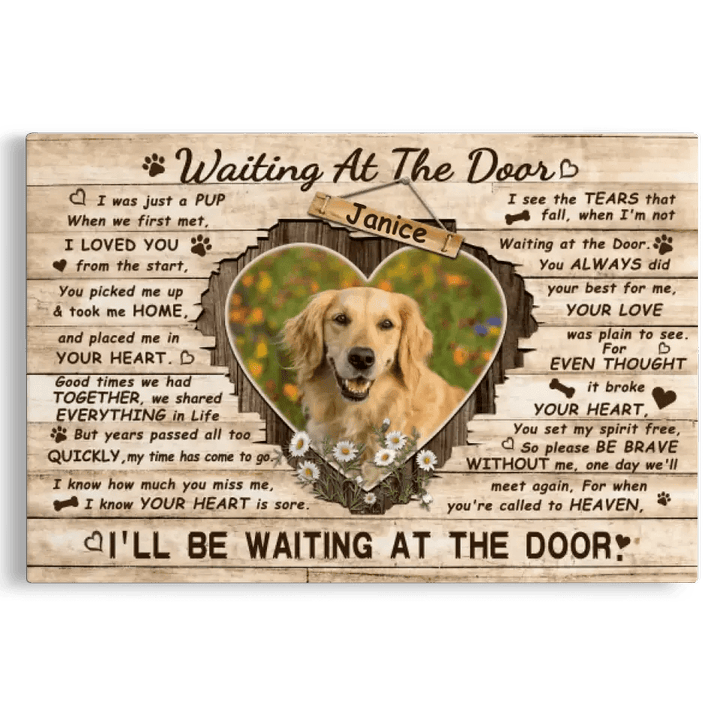 Personalized Canvas Prints, Custom Photo And Name, Sympathy Gifts, Remembrance Gifts, Love Dog, Waiting At The Door