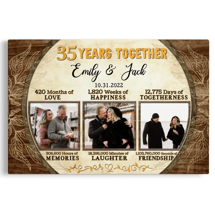 Personalized Canvas Prints, Custom Photo, Gift For Couple, 35th Anniversary Gift For Husband and Wife, 35 Years Together