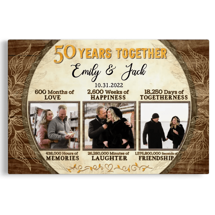 Personalized Canvas Prints, Custom Photo, Gift For Couple, 50th Anniversary Gift For Husband and Wife, 50 Years Together