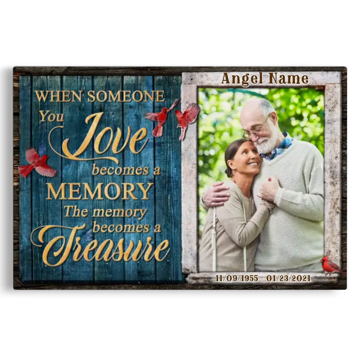 Personalized Canvas Prints, Upload Photo And Name, Sympathy Photo, Memorial Gift, Cardinals Memorial When Someone You Love