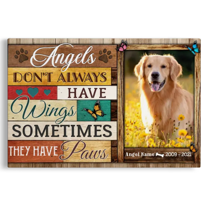 Personalized Photo Canvas Prints, Dog Loss Gifts, Pet Memorial Gifts, Dog Sympathy, Angels Don't Always Have Wings