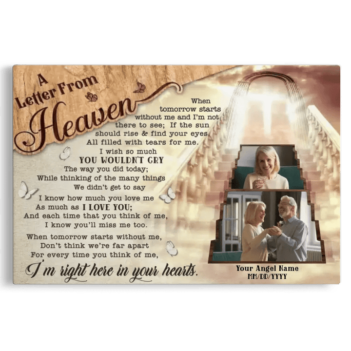 Personalized Canvas Prints, Custom Photo, Memorial Gifts, Bereavement Gifts, Remembrance Gifts, A Letter From Heaven