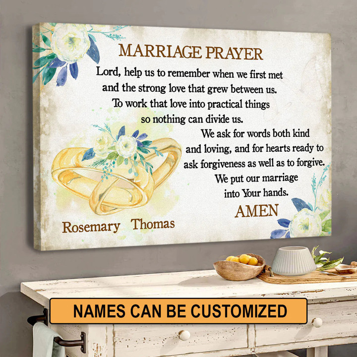 Couple Landscape Canvas - Personalized Marriage, Rings Marriage, Lord, Flowers Canvas - Custom Gift For Christian Couple, Spouse, Lover - Lord Help Us To Remember When We First Met
