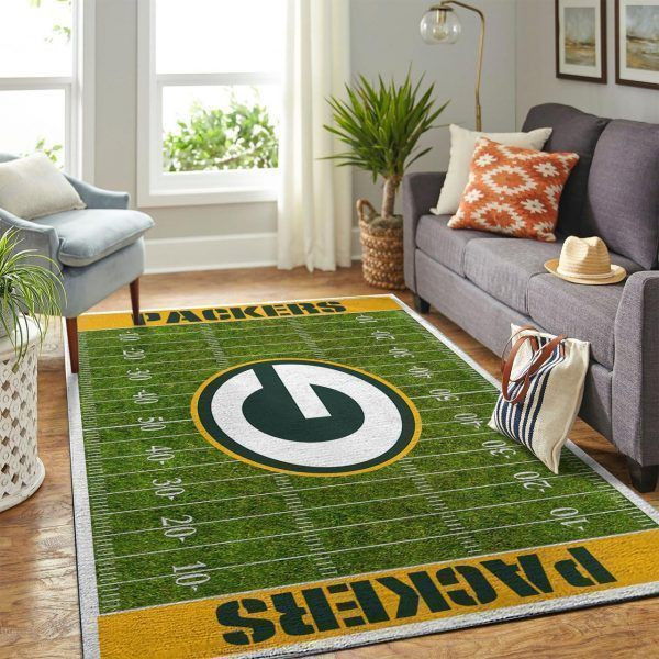 Triumphant Packers Decor With Green Bay Football Area Rug.