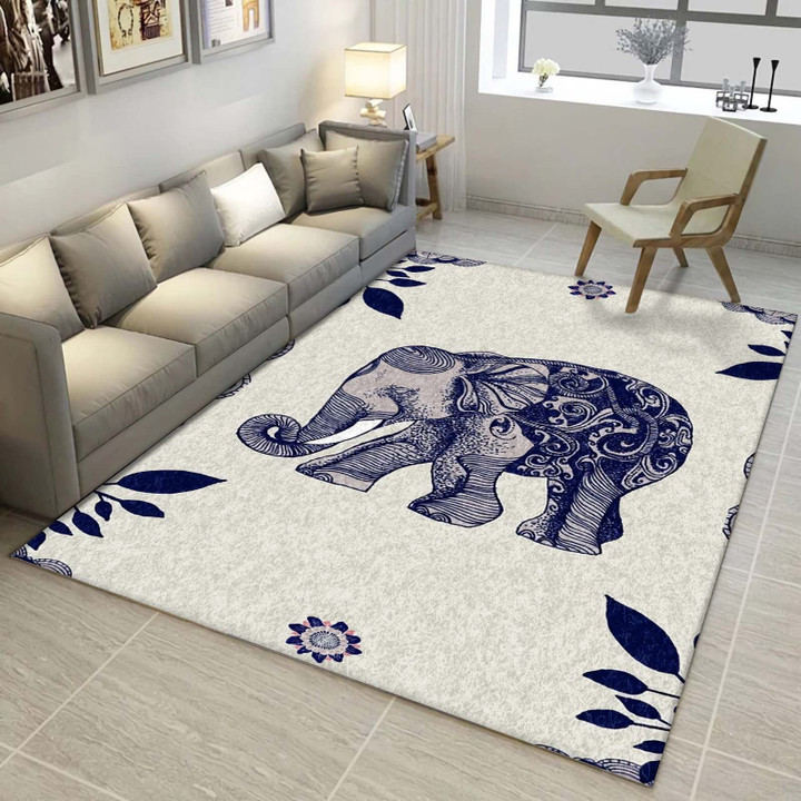 Purple Boho Elephant Tile Frame Large Area Rugs Highlight For Home, Living Room & Outdoor Area Rug