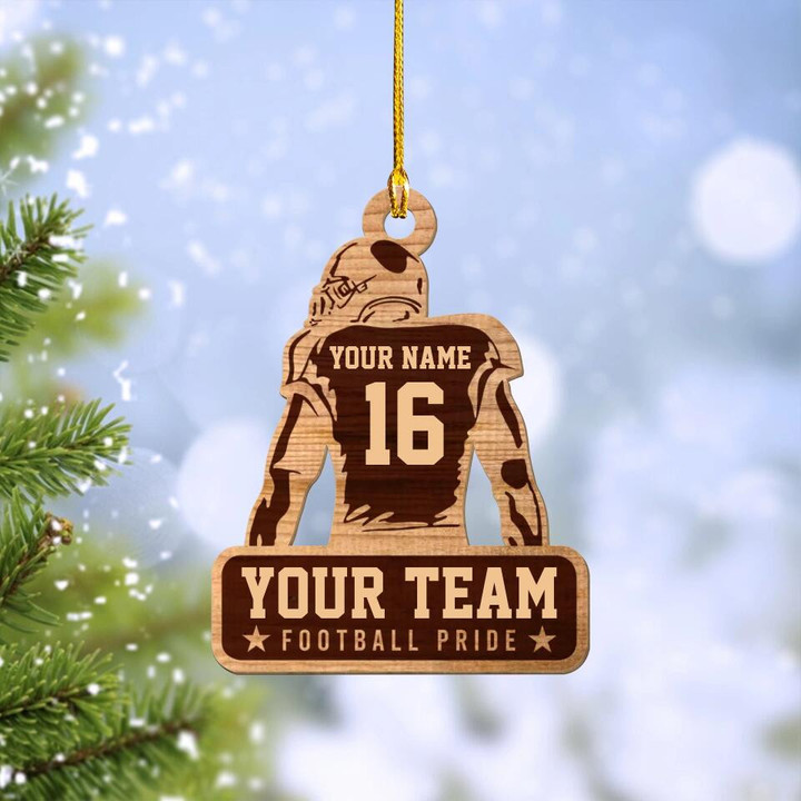 Football Roster Personalized Custom Shaped Wood Ornament - Custom Gift for Son, Daughter and Football Lovers