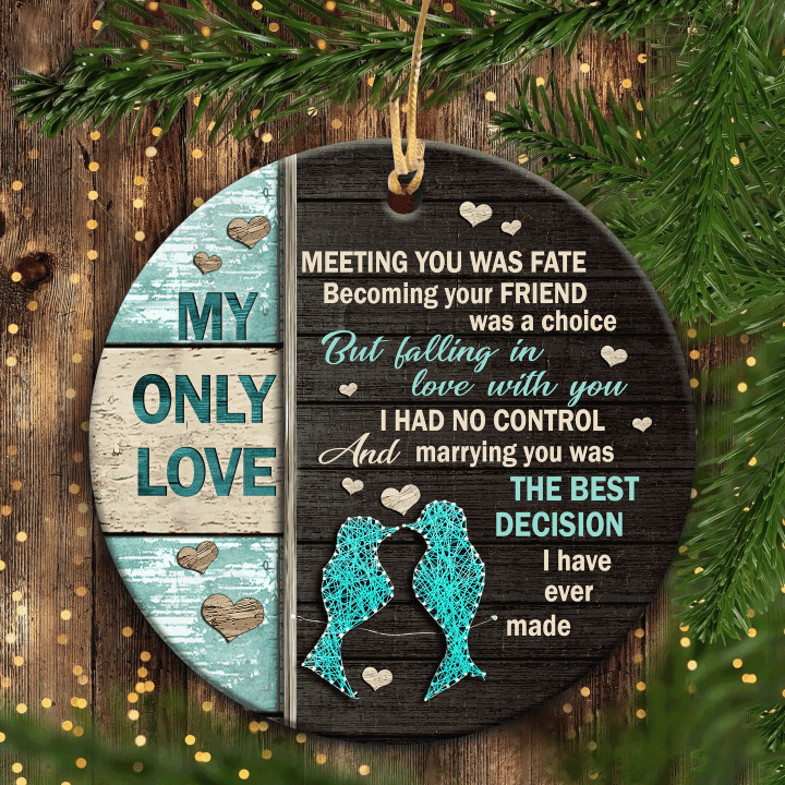 Best Gifts For Wedding, Anniversary, Couple, Spouse, Couple Blue Bird Christmas Ornaments, Thanksgiving Decor, Meeting You Was Fate