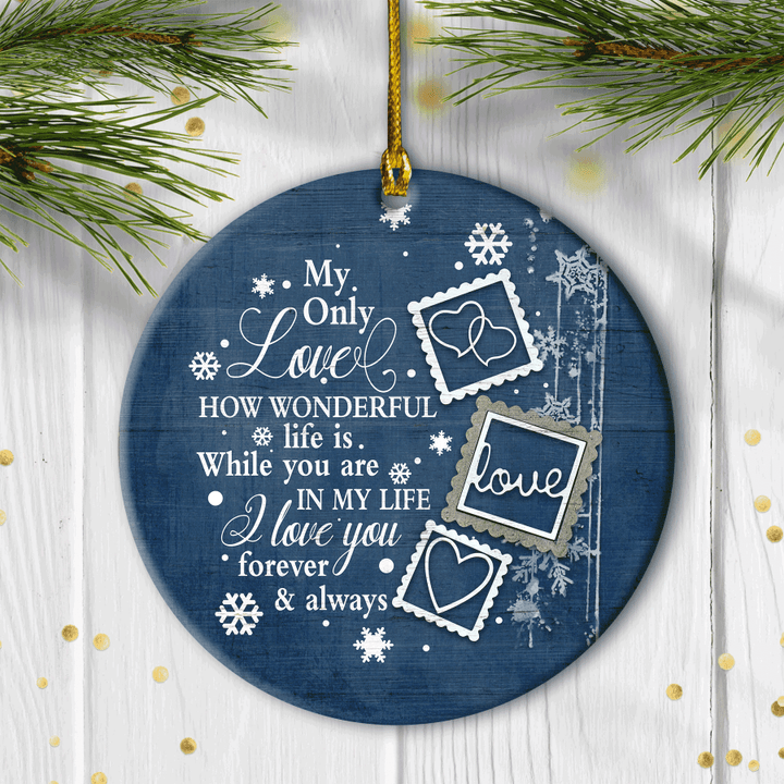 Christmas Ceramic Ornament Gifts For Couple, Spouse, Lover, Boyfriend, Girlfriend, Anniversary, Snowflake Frame Ornaments, How Wonderful Life Is
