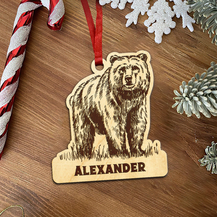 Bear Personalized Wood Ornament -15