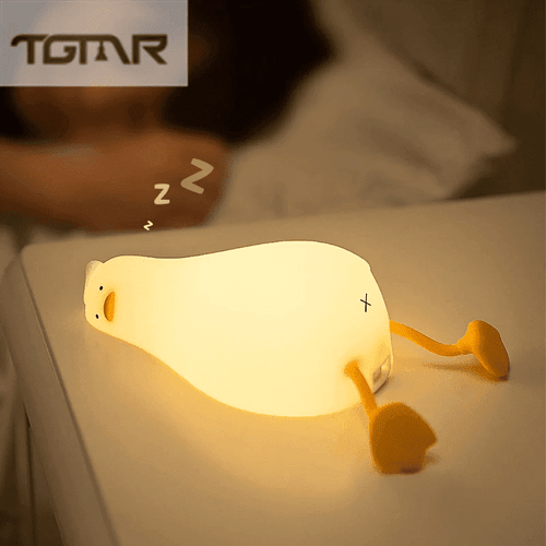 LED Lying Flat Duck Silicone Night Light USB