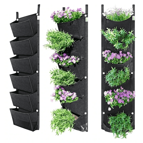 6 Pockets Vertical Garden Planter Wall-Mounted Planting - Home Decoration