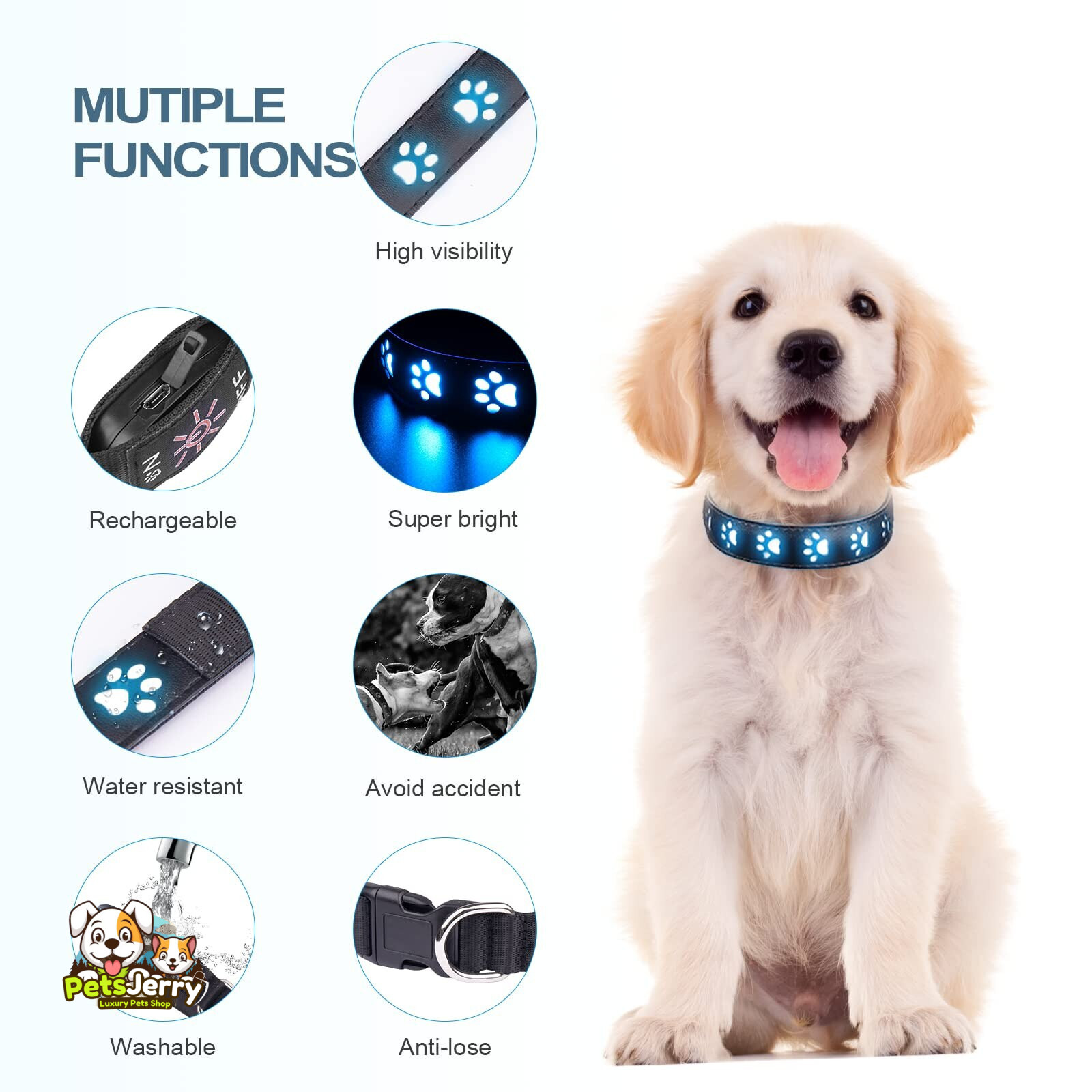 Led Dog Collar Bone | High-Quality Dog Collars - Pets Jerry