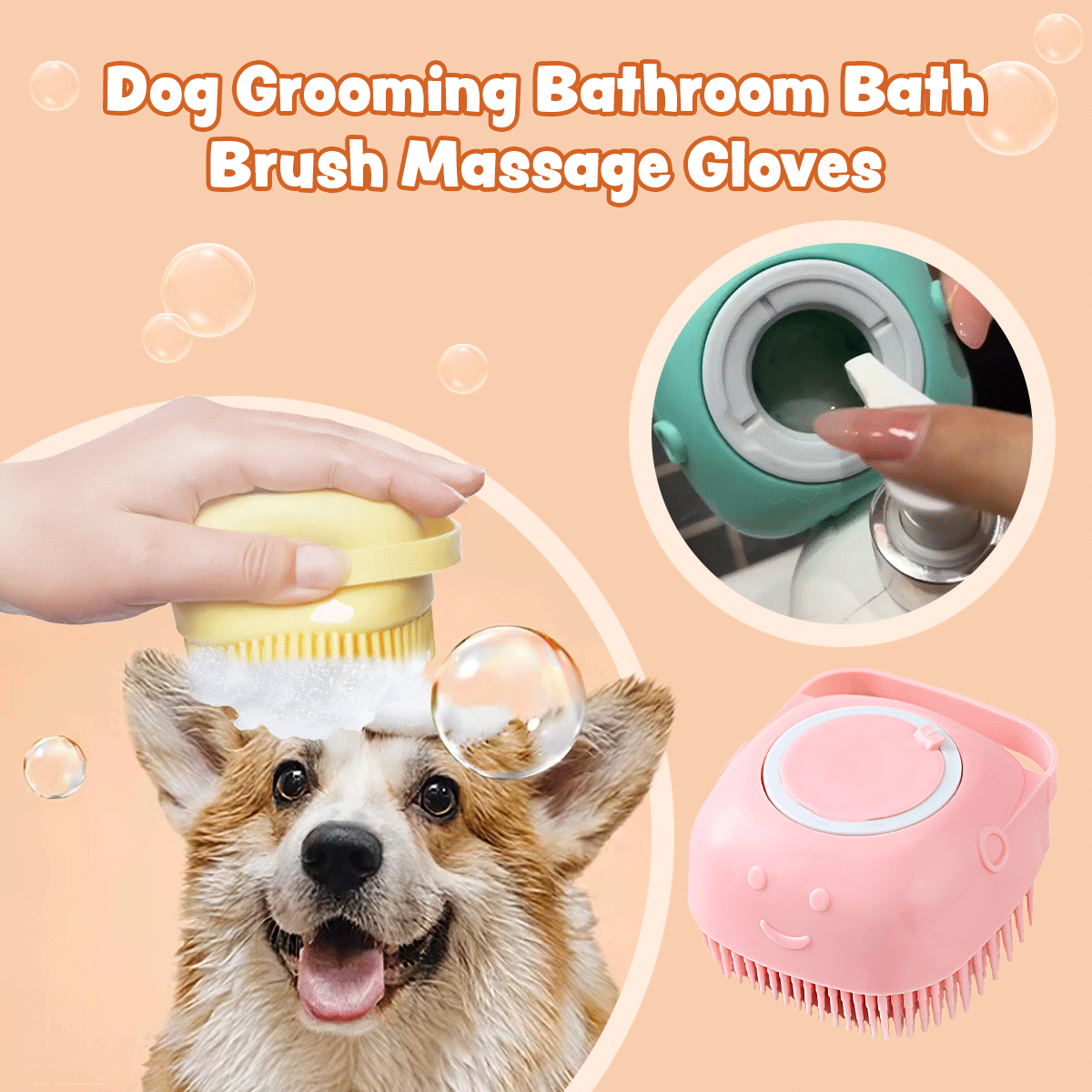 Dog Grooming Bathroom Bath Brush Massage Gloves | Dog Bath Gloves